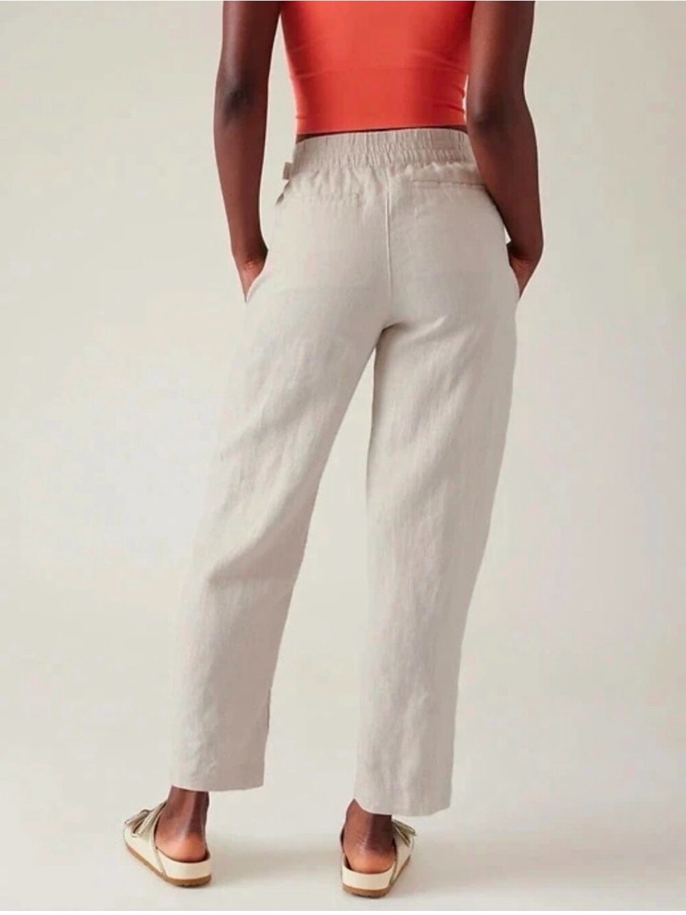 NWT Athleta Voyager Linen pants, 6, Off White natural beige tan sand - Picture 2 of 6